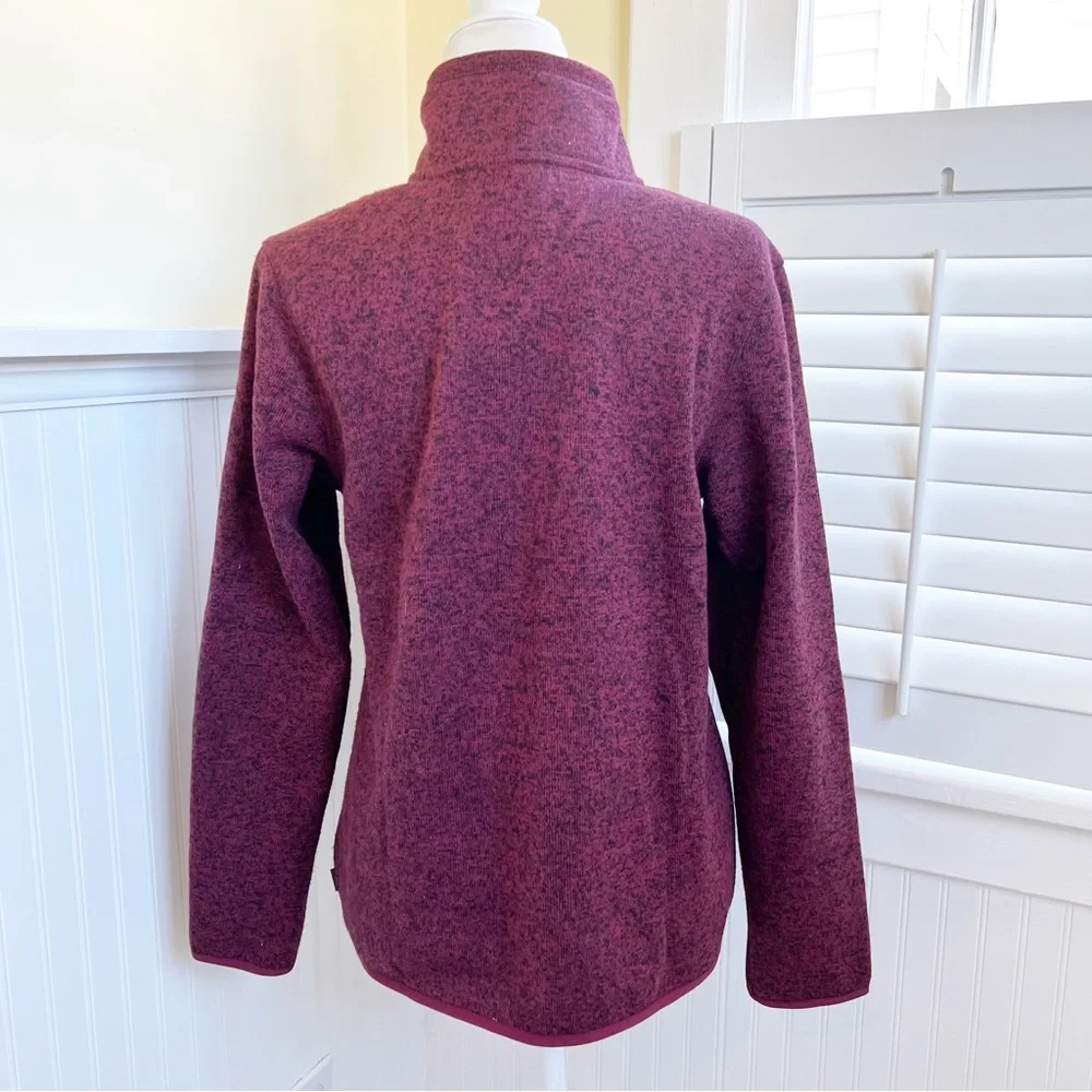 Eddie Bauer NWT Heather Maroon Full Zip Fleece Jacket Women’s Size Medium - Picture 2 of 7